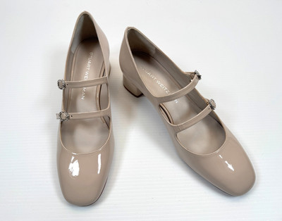 Stuart Weitzman Claris Mj 35 Pump Women 9AA NWOT Mary Jane Heels Leather Natural