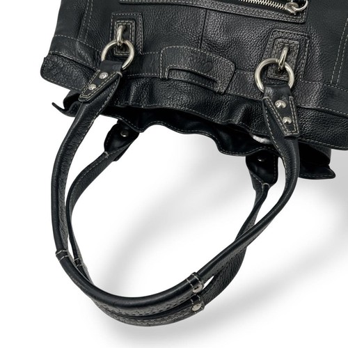 COACH Black Leather Tote Shoulder Embossed Logo Hand Bag DDP USA Shipping 4296 - Bild 5 von 7