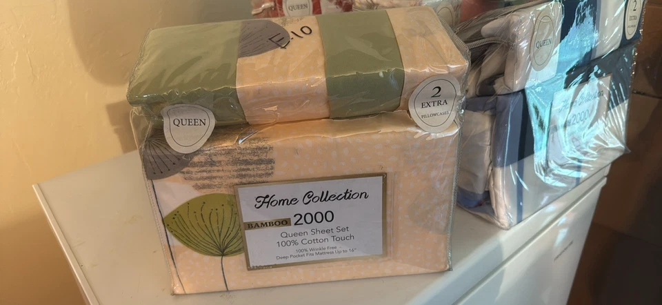 Queen bed sheet set 100% cotton 1 flat 1 fitted sheet 4 pillowcases - Image 4 of 4