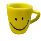 Vintage Fire-King Smiley Face Milk Glass Mug Yellow Anchor Hocking Ultra Rare