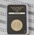 1945-D Liberty Walking Half Dollar Uncirculated 90% Silver PCS Stamps & Coins