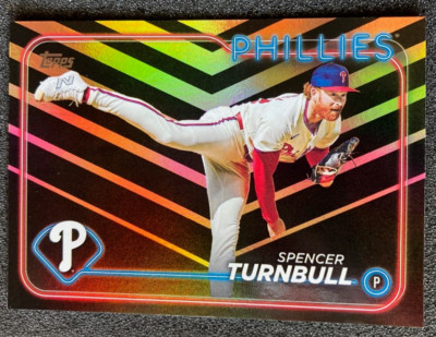 2024 Topps Update US239 Spencer Turnbull Holiday Orange Black Foil SP. Phillies