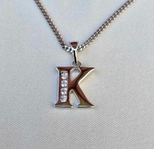 Image of 925 Sterling Silver “Initial K“ Necklace Chain 18” Bridesmaid,present ,birthday