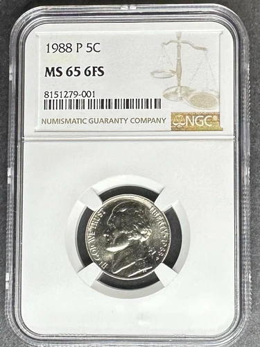 1988-P Jefferson Nickel NGC MS-65 6FS, Buy 3 Items, Get $5 Off!!