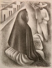 Mexican Street Scene by Miguel Covarrubias 1940 – Modernist Mexican Lithograph