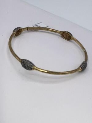 NWT - FINE LINE DESIGNS SILVER/GOLD AND CHAMPAGNE DIAMOND BRACELET - MSRP $1395