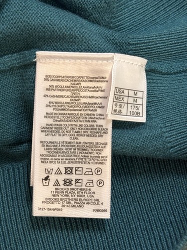 NWT! Brooks Brothers Cashmere 50/50 Crew Sweater Pull Over-Men’s Medium-$249 - Picture 4 of 5