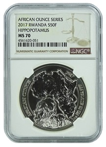 2017-Rwanda-1oz-Silver-Hippopotamus-Coin-NGC-MS70-Brown-Label