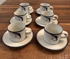 6 Sets Vintage Dansk Flora Bayberry blau weiß Tassen und Untertassen im Ruhestand