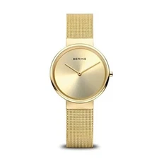 Bering Gold Tone Mesh Stainless Steel Women’s Watch 14531-333