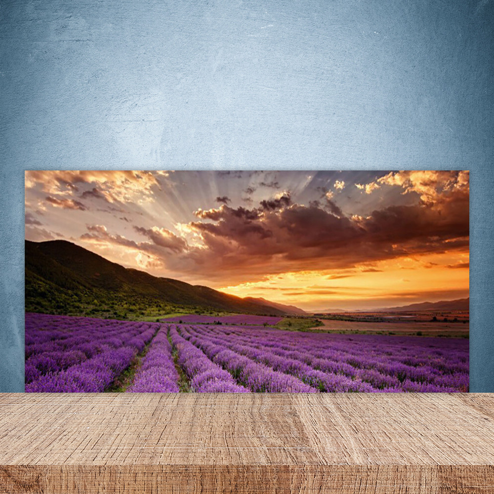 Crédence de cuisine en verre fond de hotte imprimé 100x50 cm montagnes fleurs