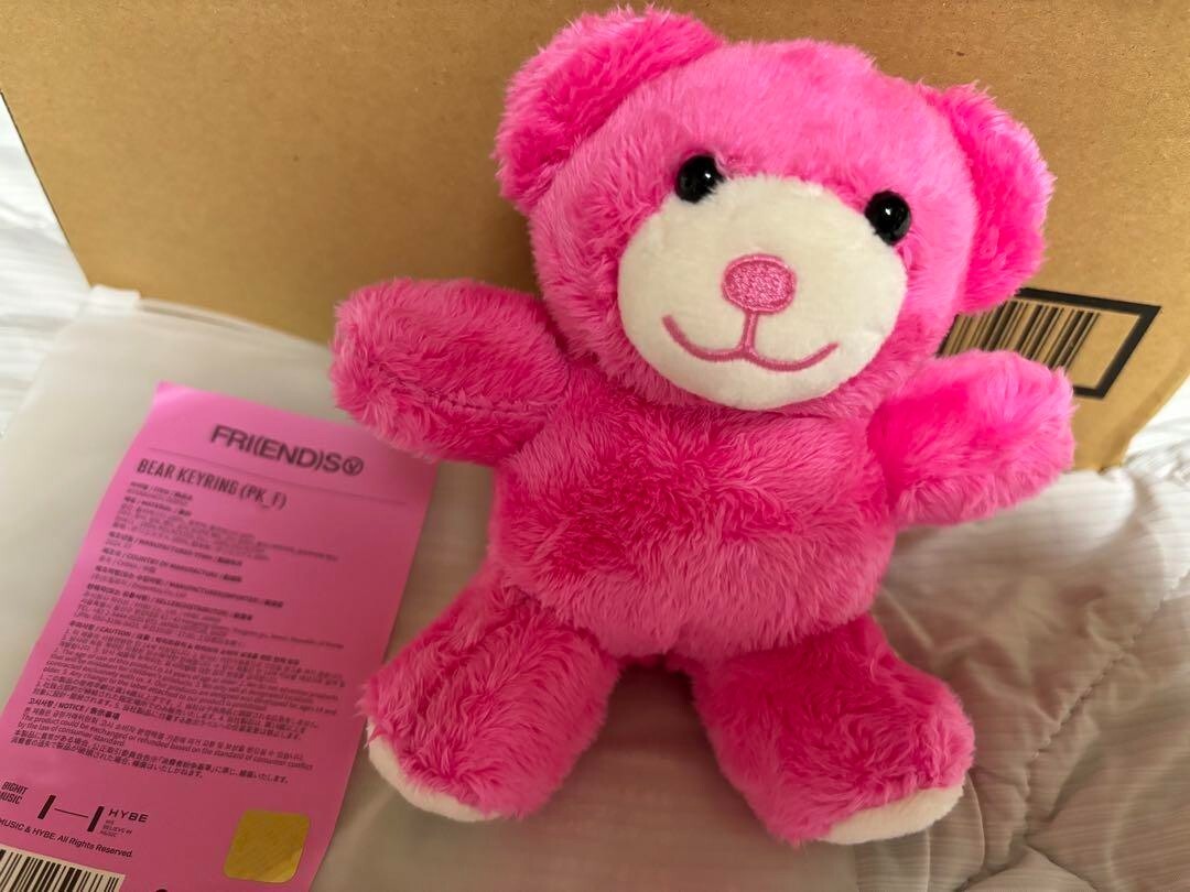 BTS V Bear Plush Keyring FRI(END)S Pink 14 x 16cm 35cm 100