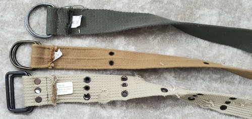 lot 3 tan brown olive canvas WOVEN D ring DISTRESSED hippie BoHo 32 men women - 第 2/2 張圖片
