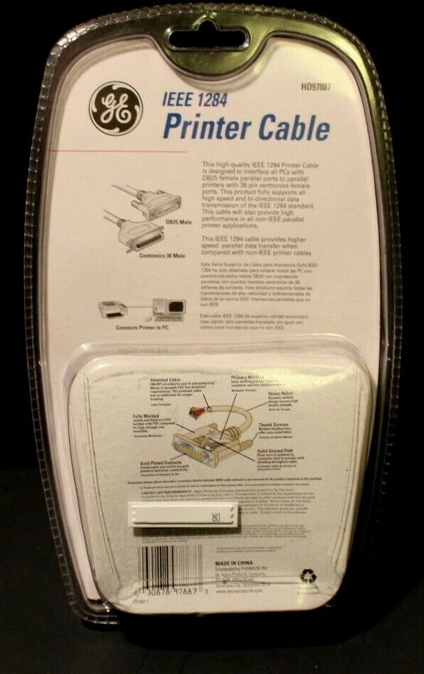 A2- G.E.  IEEE1284 Printer Cable 6 ft   PC Compatible - Image 2 of 3