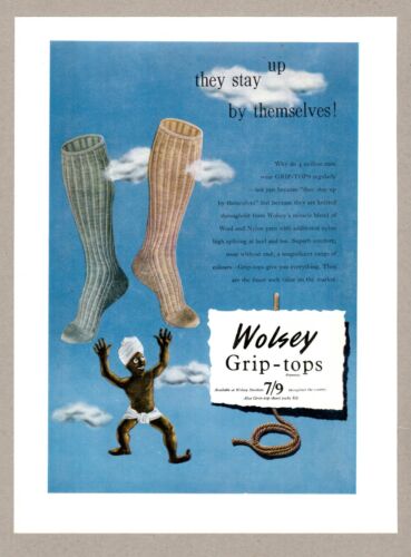 Chaussettes Wolsey Grip-top vintage publicité mode 1955 10,75" x 8" - Photo 1/1