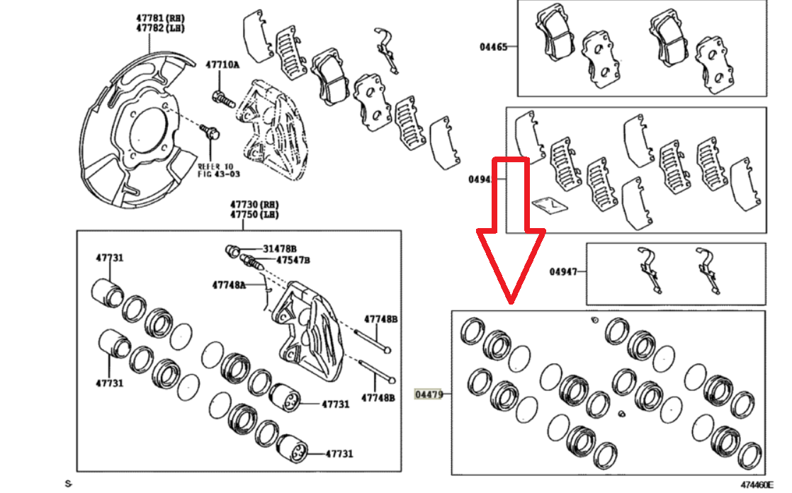 04478-0k190 Toyota Cylinder Kit Disc Brake Front 044780K190