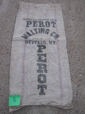 Vintage Feed Sack PEROT Malting Co Buffalo N.Y.  Canvas Heavy Cloth empty sack