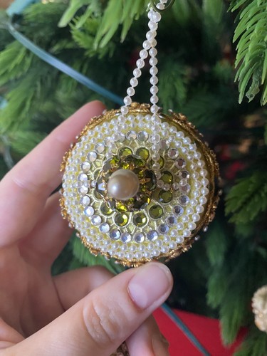 June Zimonick Light Green Brilliant 3 Tier Ornament Crystals Metal Accent - Picture 8 of 12