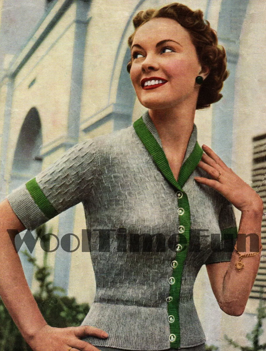 Knitting Pattern Vintage Ladies 1950s Cardigan/Jacket. Long Or Short  Sleeves.