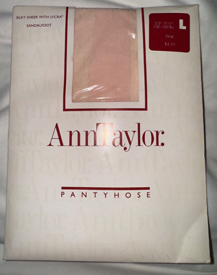 Ann Taylor Silky Sheer Lycra Pantyhose Baby Pink Nylons Sexy Lycra Legs Large