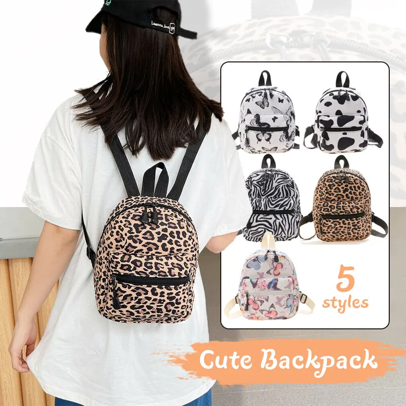 Girls Leopard Print Mini Backpack Travel Bag Small Handbags Shoulder  Rucksack