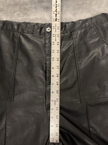 Princess Polly Black Faux Leather High Waisted Straight Slash Pocket Pants 12 - Picture 8 of 12