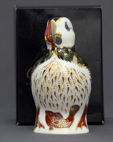Royal Crown Derby "Puffin" Box Briefbeschwerer 1. Qualität Gold Stopper (MMI)