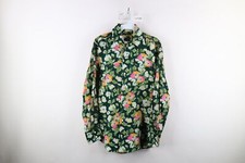 Vtg 60s 70s Mid Century Modern Mens Small Flower Collared Disco Button Shirt USA