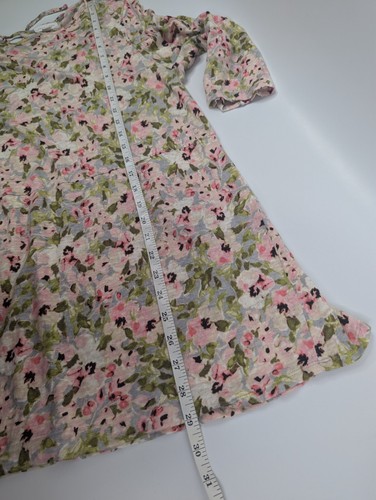 J.Jill Love Linen Floral Tie Keyhole Back 3/4 Sleeve Slubbed Knit Tunic Blouse - Picture 4 of 11