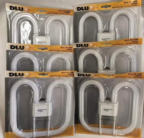 6 Piece DLU F282D/835/4Pin 8"x8"x1" 2D CFL 28W 3500K GR10q-4 Pin Base = GE 22180