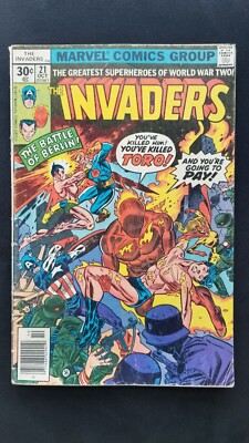 The Invaders #21 Newsstand 1977 KEY Issue 2nd app of Union Jack II Marvel Comics
