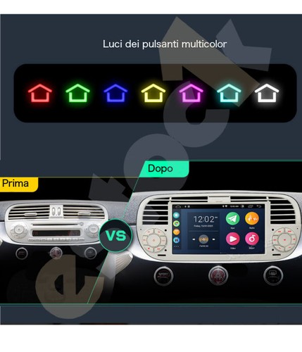 CAR TABLET BIANCO  Fiat 500 autoradio Android 14 4G RAM + 32G ROM wi-fi GPS 7" - Foto 10 di 11