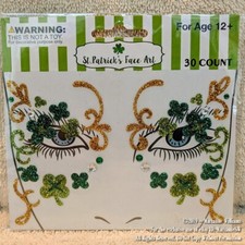 NEW ST PATRICK'S DAY STICK ON FACE ART TEMPORARY TATTOO IRISH SHAMROCK  JEWELS