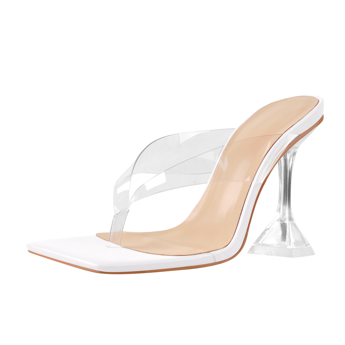 PANTOFOLA D’ORO Sandali infradito donna tacco alto punta quadrata punta clip infradito festa abito ciabatta
