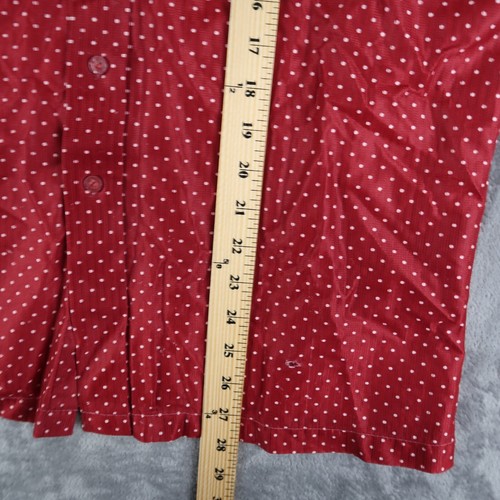 Vintage 70s Polka Dot Men's Short Sleeve Button Up Shirt Size Large L Red Haband - Picture 13 of 14