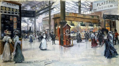 Eugenio Alvarez Dumont ''Victoria Station'' Red Artwork PAPER or CANVAS Fine Art