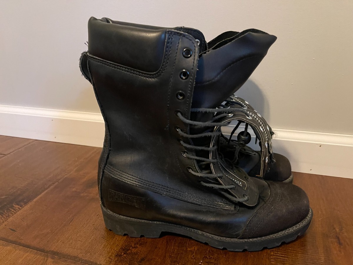 Vintage Ranger Firewalker Boots USA 3044 Black Leather Work Boots