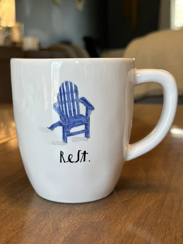 RAE DUNN ARTISAN COLLECTION By Magenta REST ADIRONDACK CHAIR BLUE INTERIOR