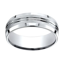 10K White Gold 7.00 MM Comfort-Fit Men's Wedding Anniversary Band Ring Sz-7