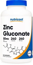 Nutricost Zinc Gluconate 240 Vegetarian Capsules (50mg), Gluten Free and Non-GMO