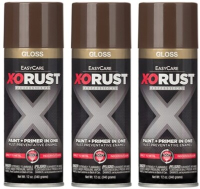X-O Rust XOP120-AER Gloss Seal Brown Anti-Rust Enamel Spray Paint Primer  3 Pack