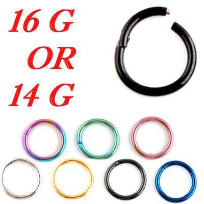 Seamless Hinged Segment Sleeper Clicker Ring Hoop Ear Lip Nose Septum Piercing