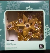 Home Rite-Aid 11 Count Golden Color Lighted Tree Topper Indoor 8-inch Height NEW