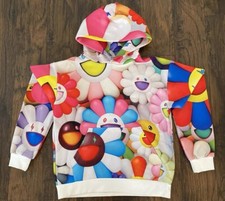 J BALVIN x TAKASHI MURAKAMI ALL OVER FLOWERS HOODIE SZ S