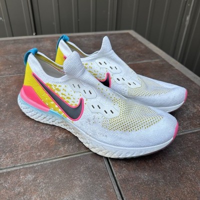 Nike Epic React Flyknit White Yellow Pink Blast Running Shoes
