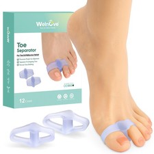 Pack of 12 Bunion Corrector, Toe Separators with 2 Loops, Big Toe Spacer Suit...