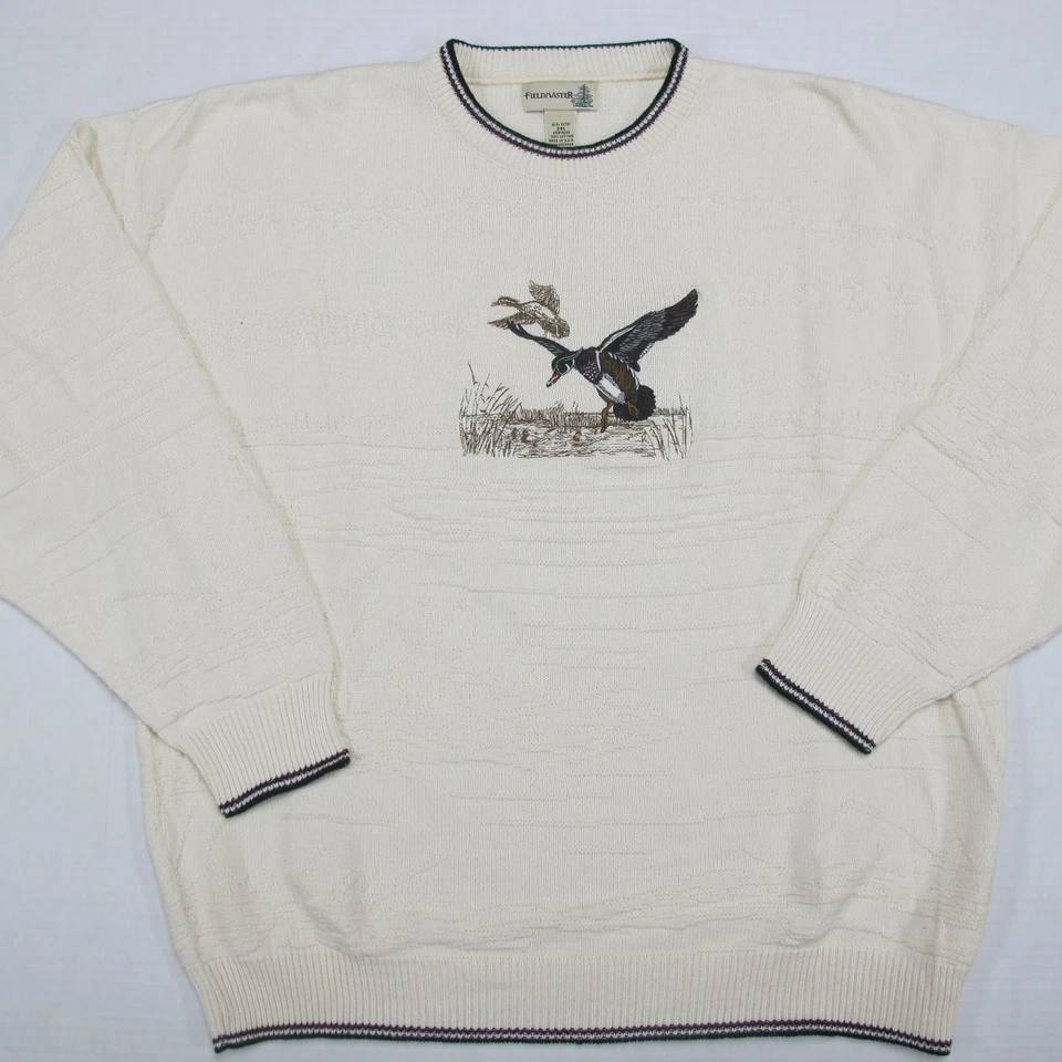 VTG 90s Fieldmaster Sweater Mens 2XL Ducks Embroidered Grandpa Dad Retro USA - Image 2 of 4