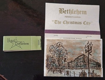 Vintage Full Matchbooks Lot Hotel Bethlehem PA 1940s Beautiful Christmas Scene