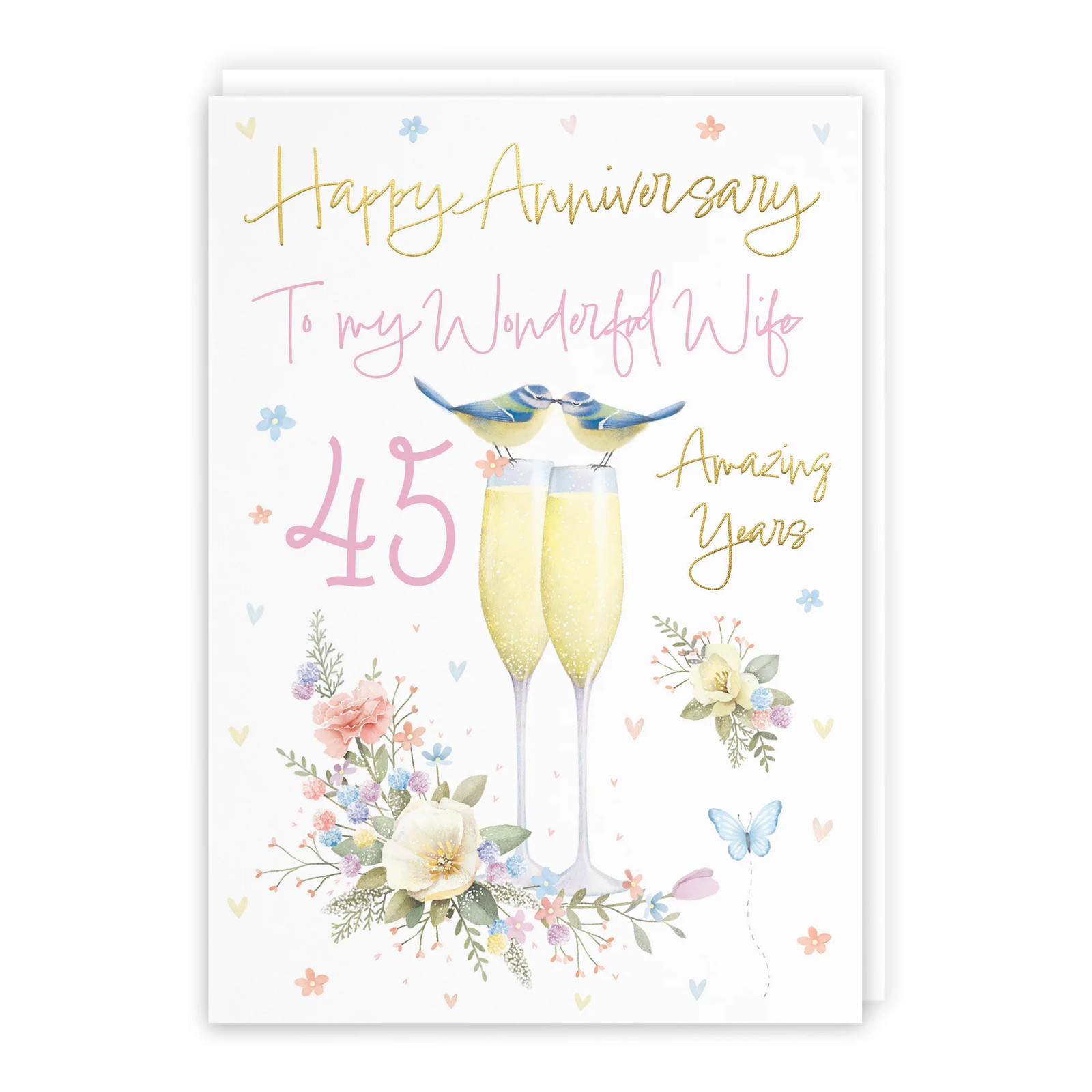 45th Wife Anniversary Card Champagne Flutes Milo's Gallery