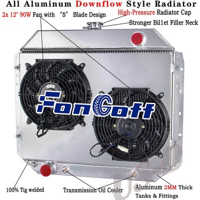 3 Row Radiator Shroud Fan for 1966-79 Ford F100 F150 F250 F350 F500 Bronco 5.8L
